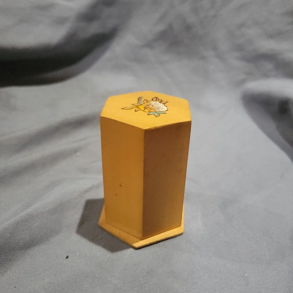 Vintage Handmade Wooden Toothpick Holder Made In China Flowers